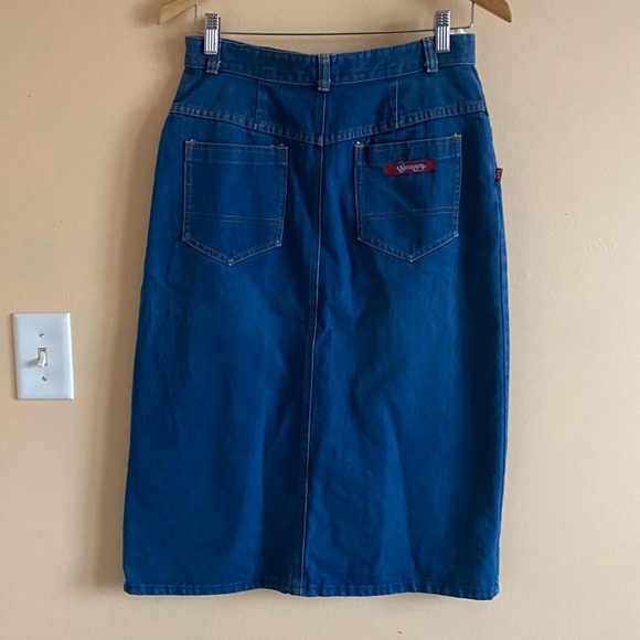 Vintage Weaver 90s Maxi Denim Skirt Slit in Front 4 Pocket Design Size 13 - Picture 3 of 9